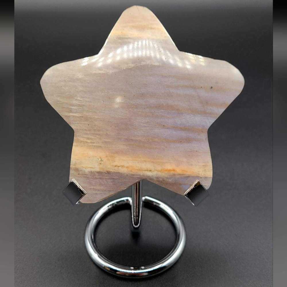 Blue Flash Moonstone Star with Stand